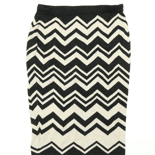 M&S Womens Black Striped Knit Straight & Pencil Skirt Size 30 in