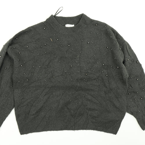 H&M Womens Grey  Knit Pullover Jumper Size M
