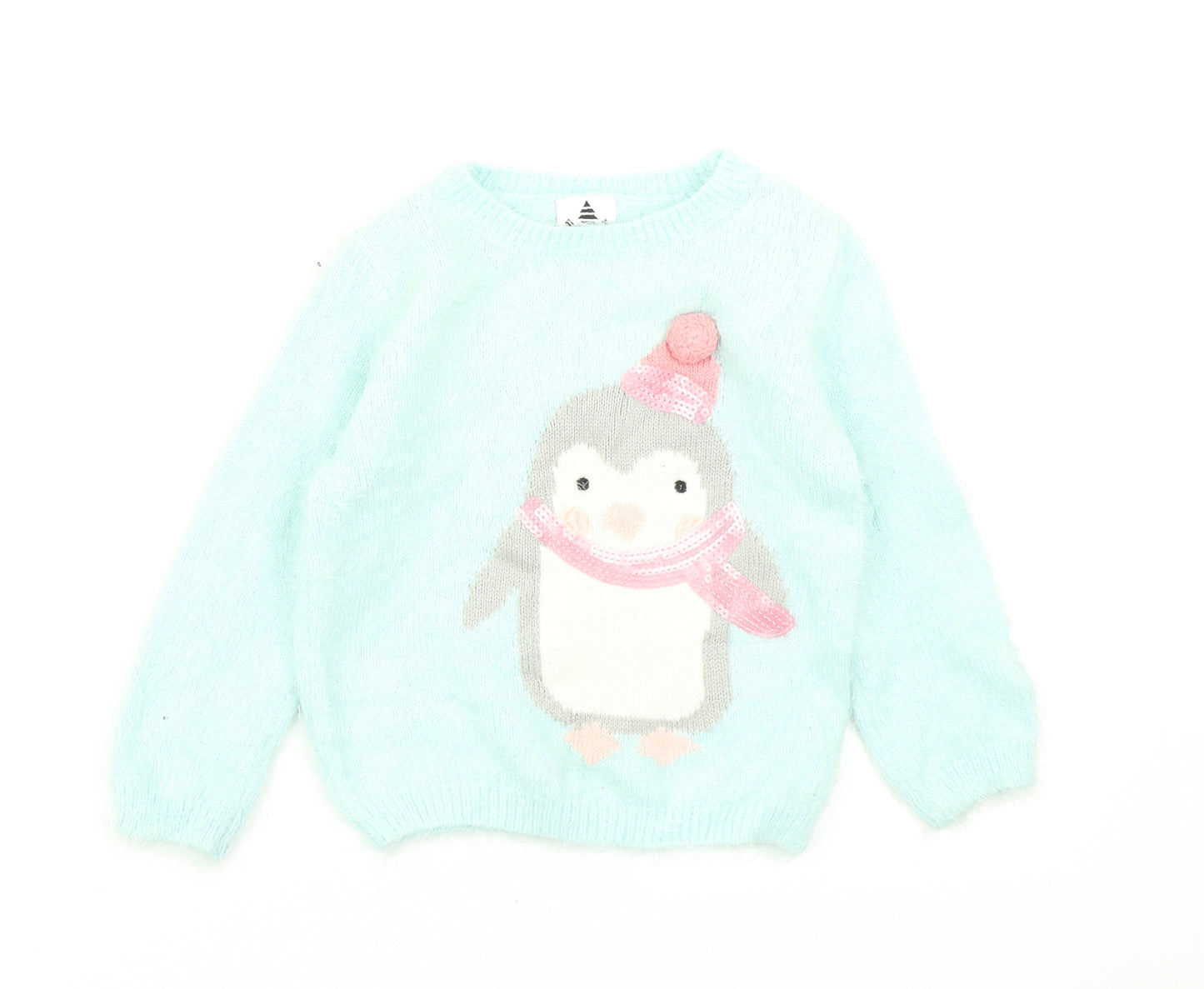 George Girls Black  Knit Pullover Jumper Size 2-3 Years  - Penguin
