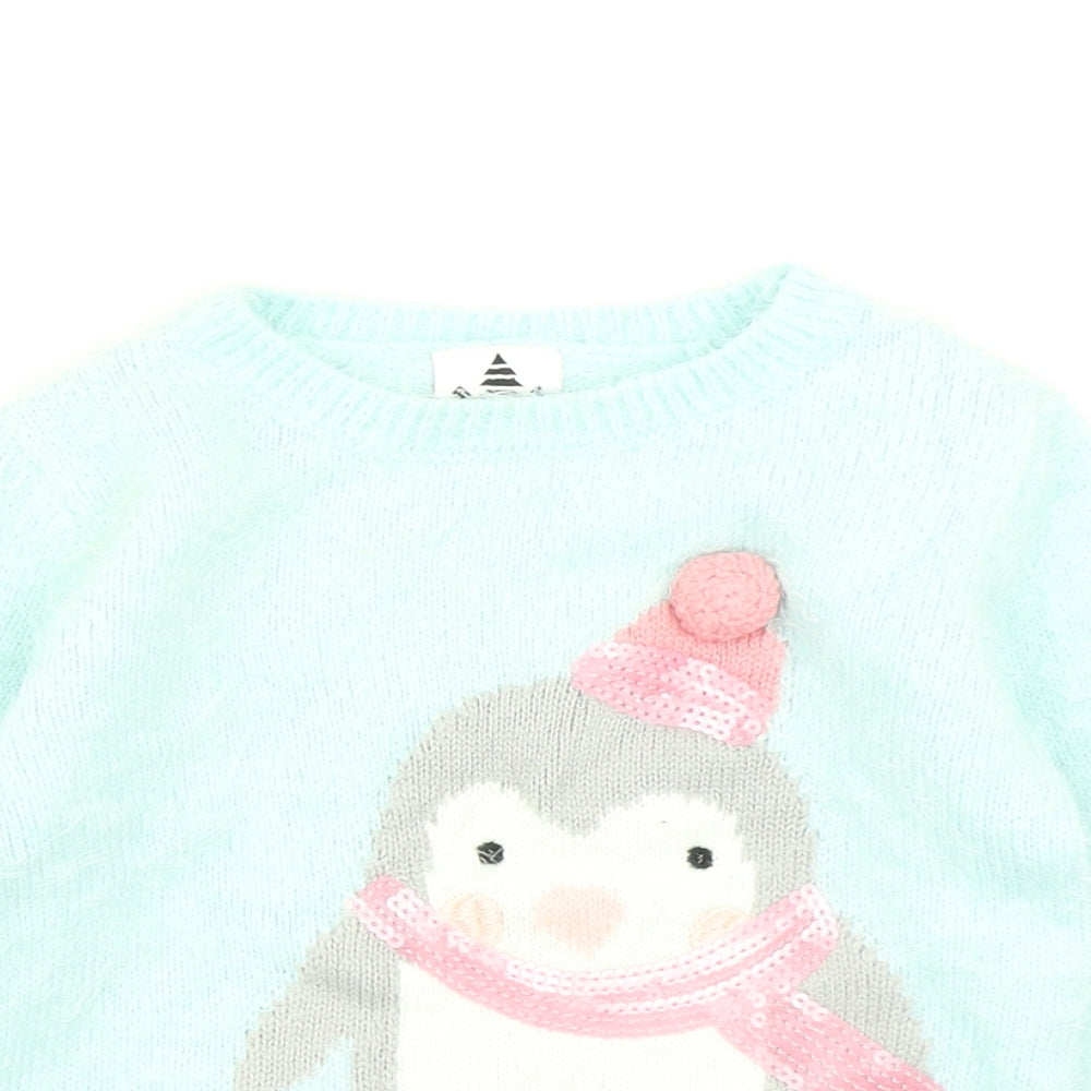 George Girls Black  Knit Pullover Jumper Size 2-3 Years  - Penguin