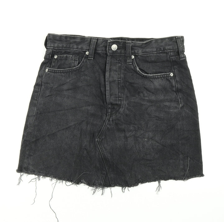 H&M Womens Black Denim A-Line Skirt Size 8