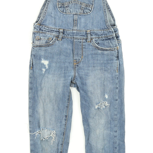 Gap Girls Blue  Denim Dungaree One-Piece Size 6-7 Years  - Distressed