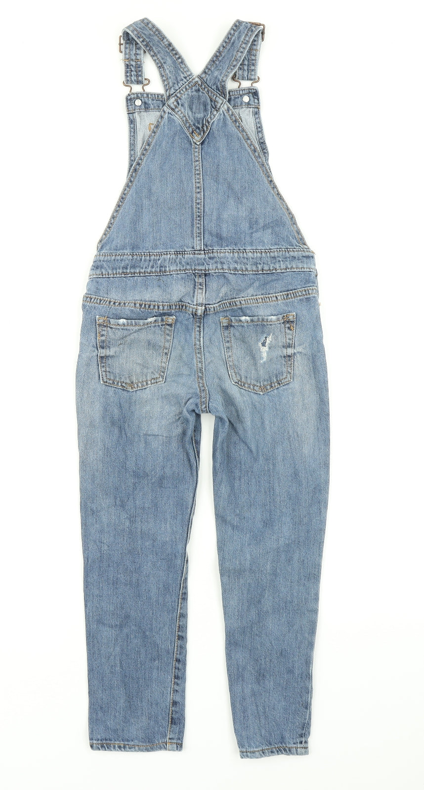 Gap Girls Blue  Denim Dungaree One-Piece Size 6-7 Years  - Distressed