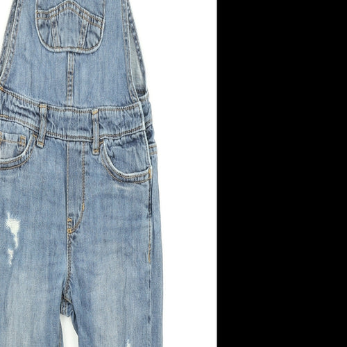 Gap Girls Blue  Denim Dungaree One-Piece Size 6-7 Years  - Distressed