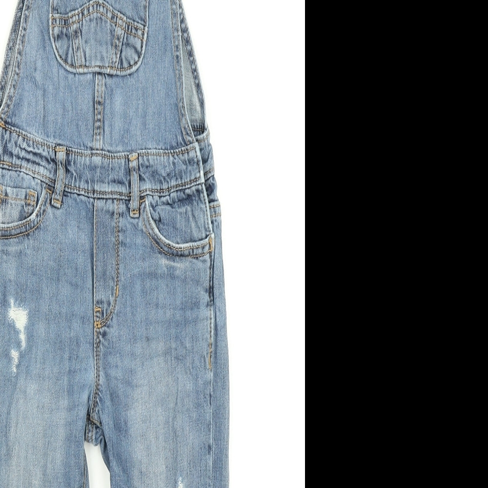 Gap Girls Blue  Denim Dungaree One-Piece Size 6-7 Years  - Distressed