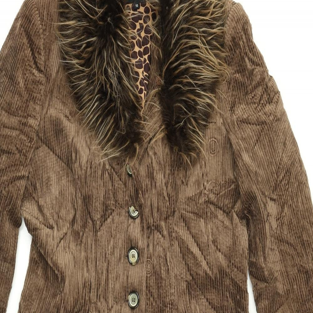 Per Una Womens Brown  Corduroy Overcoat Coat Size 10
