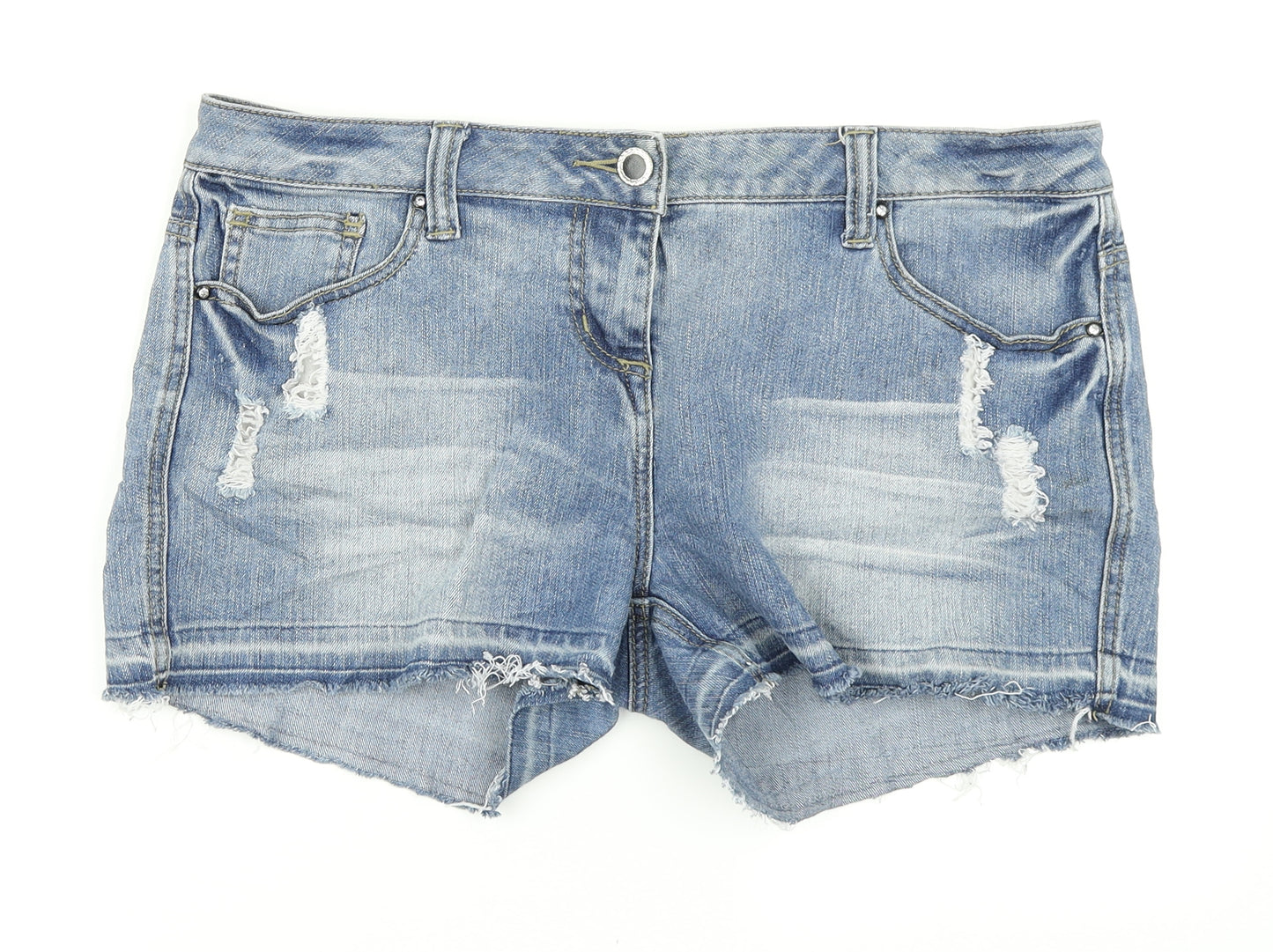 George Womens Blue  Denim Hot Pants Shorts Size 14