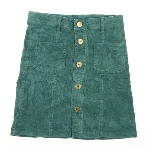 Denim Co Womens Green  Corduroy A-Line Skirt Size 8