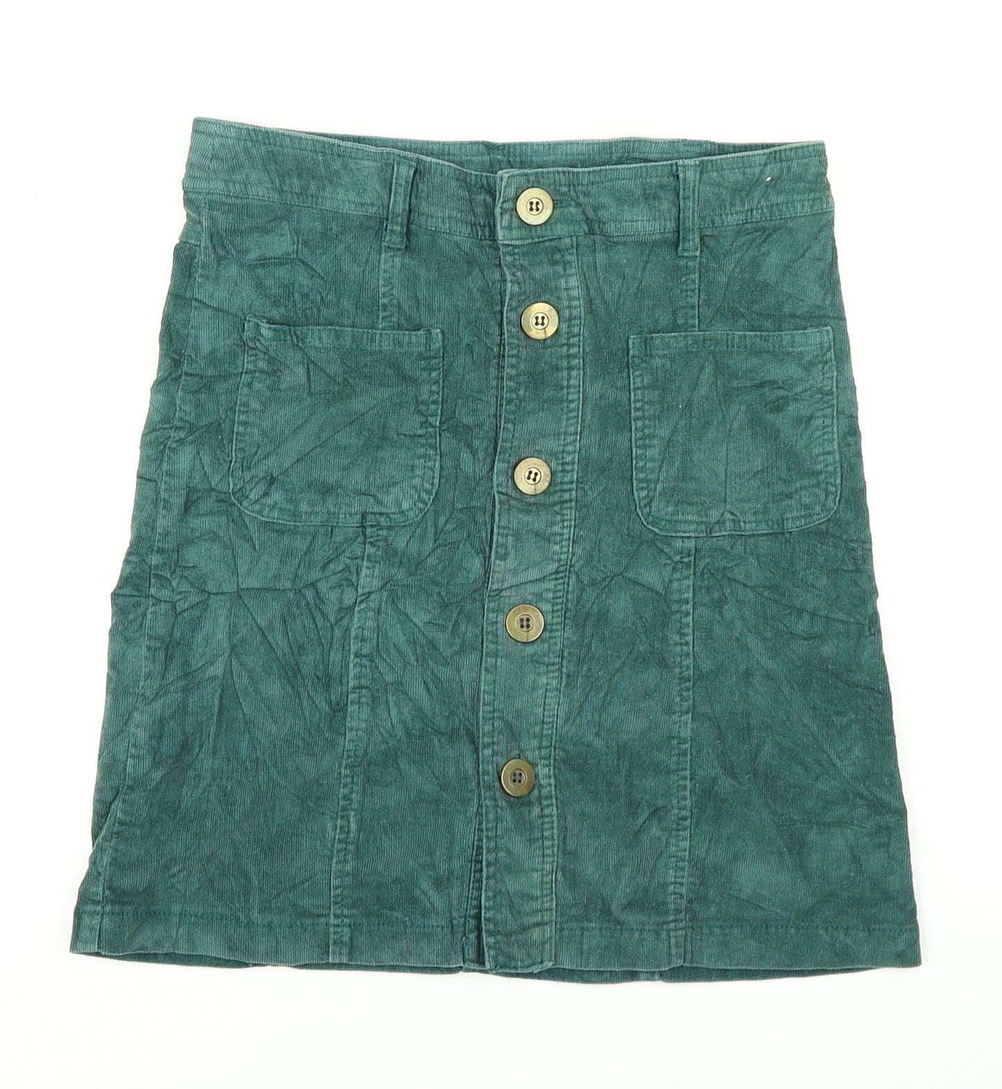 Denim Co Womens Green  Corduroy A-Line Skirt Size 8