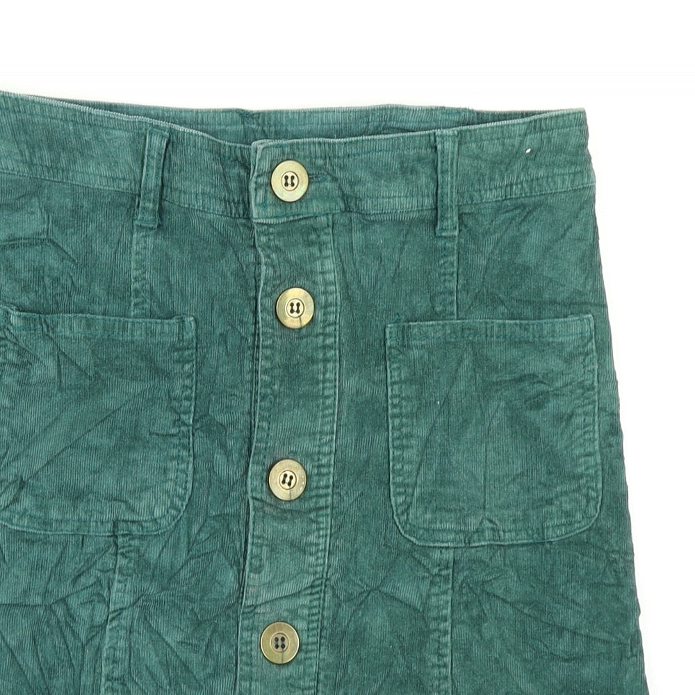 Denim Co Womens Green  Corduroy A-Line Skirt Size 8