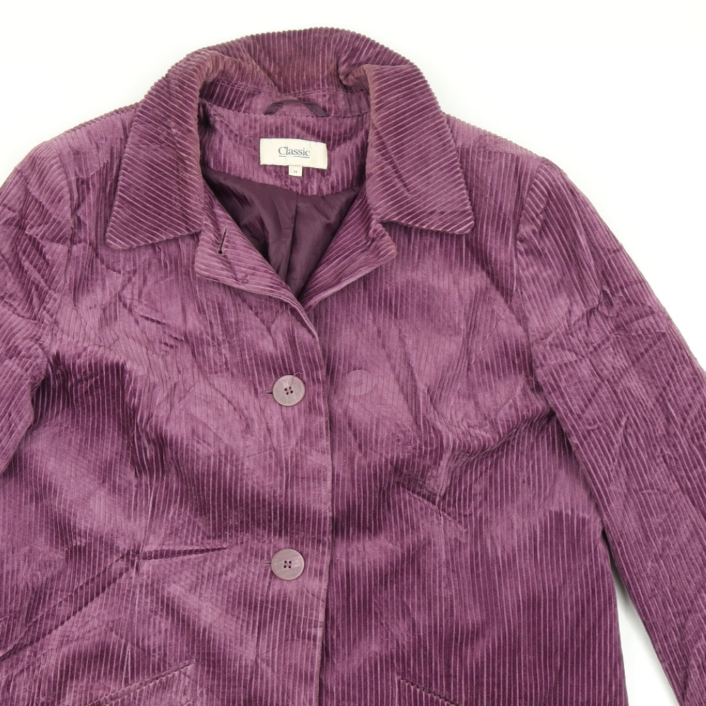 Classic Womens Purple  Corduroy Overcoat Coat Size 18