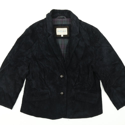 Indigo Womens Blue  Corduroy Jacket Blazer Size 12
