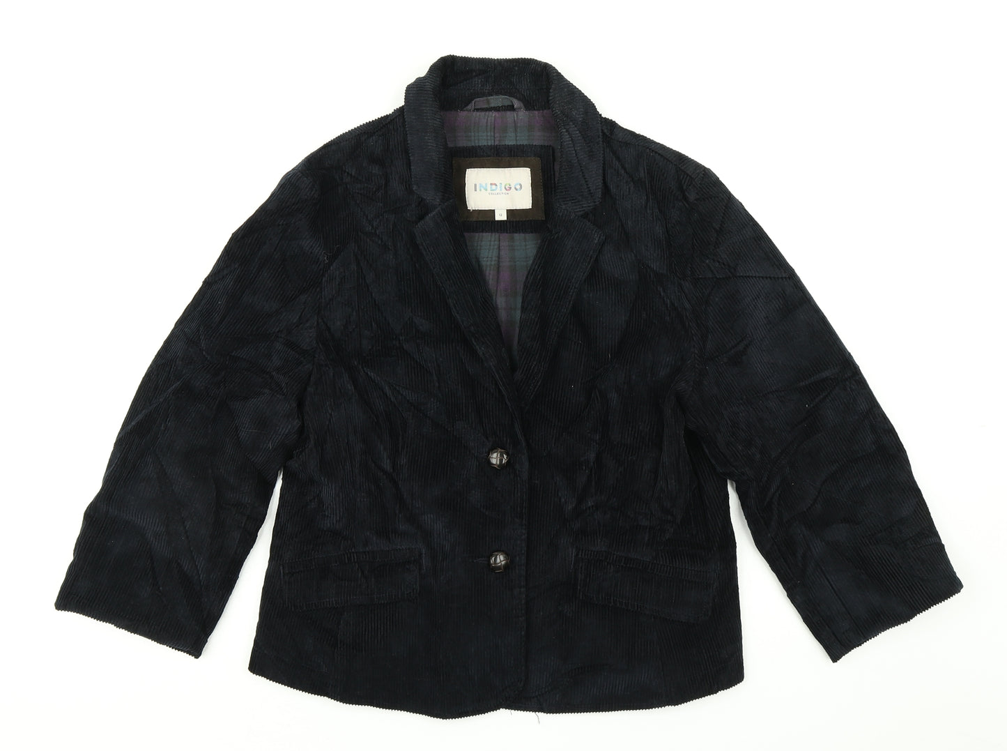 Indigo Womens Blue  Corduroy Jacket Blazer Size 12