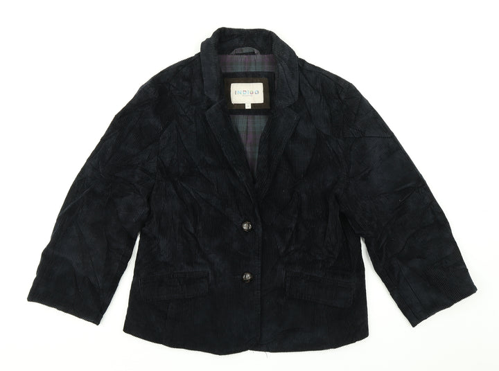 Indigo Womens Blue Corduroy Jacket Blazer Size 12