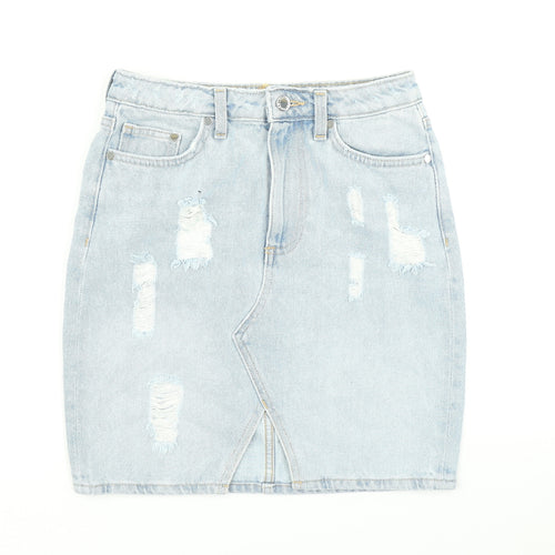 H&M Womens Blue  Denim Straight & Pencil Skirt Size 6  - Distressed