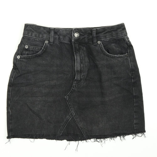 Topshop Womens Black  Denim A-Line Skirt Size 8