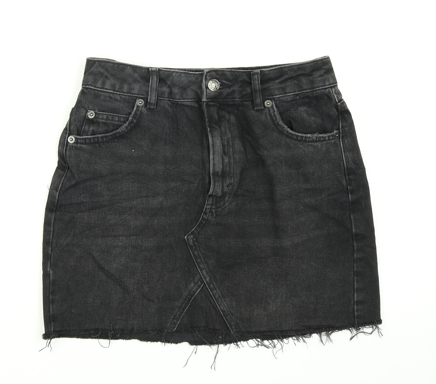 Topshop Womens Black  Denim A-Line Skirt Size 8