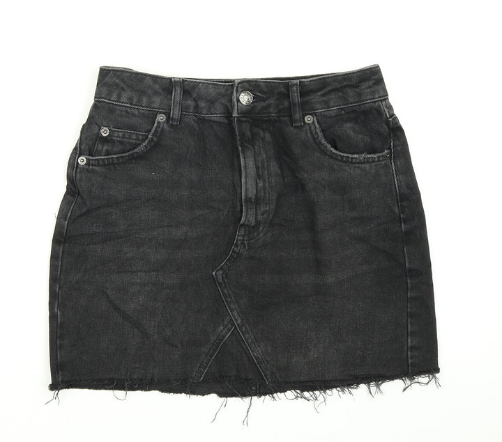Topshop Womens Black  Denim A-Line Skirt Size 8