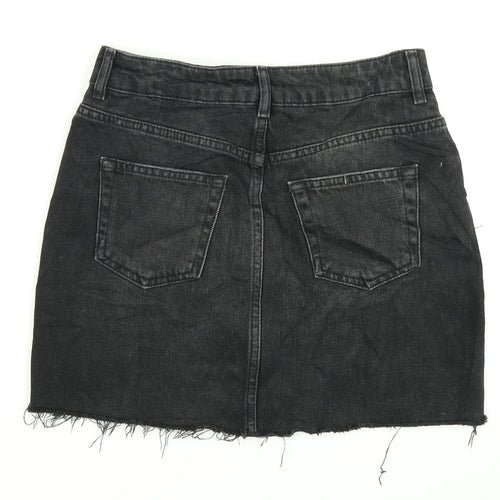 Topshop Womens Black  Denim A-Line Skirt Size 8