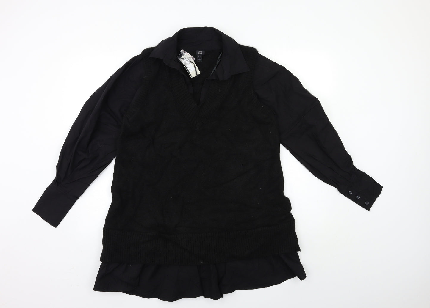 River Island Womens Black  Knit Shirt Dress  Size M