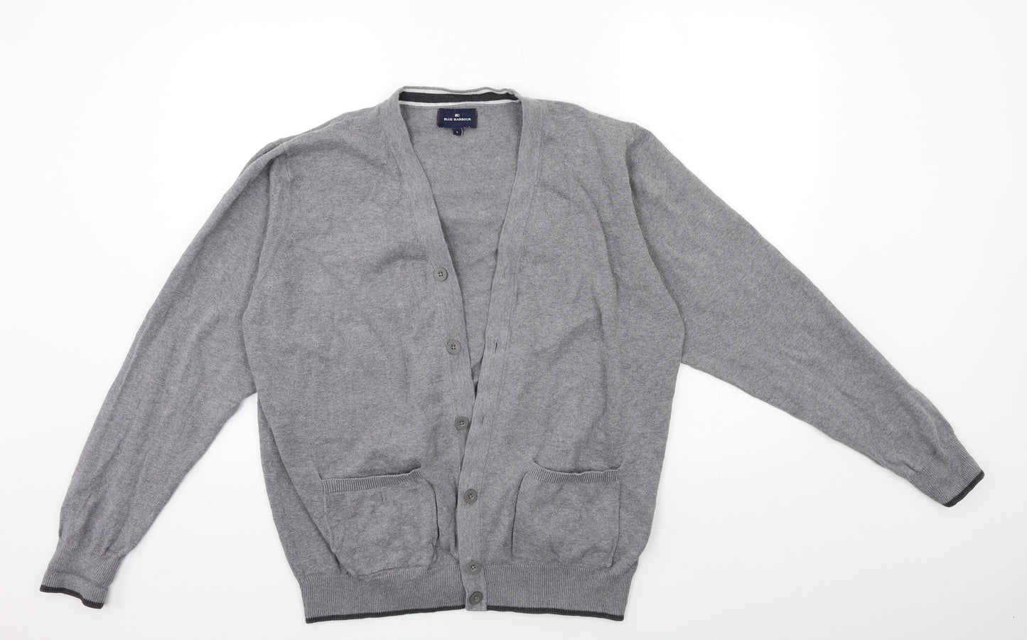 Blue Harbour Mens Grey  Knit Cardigan Jumper Size L