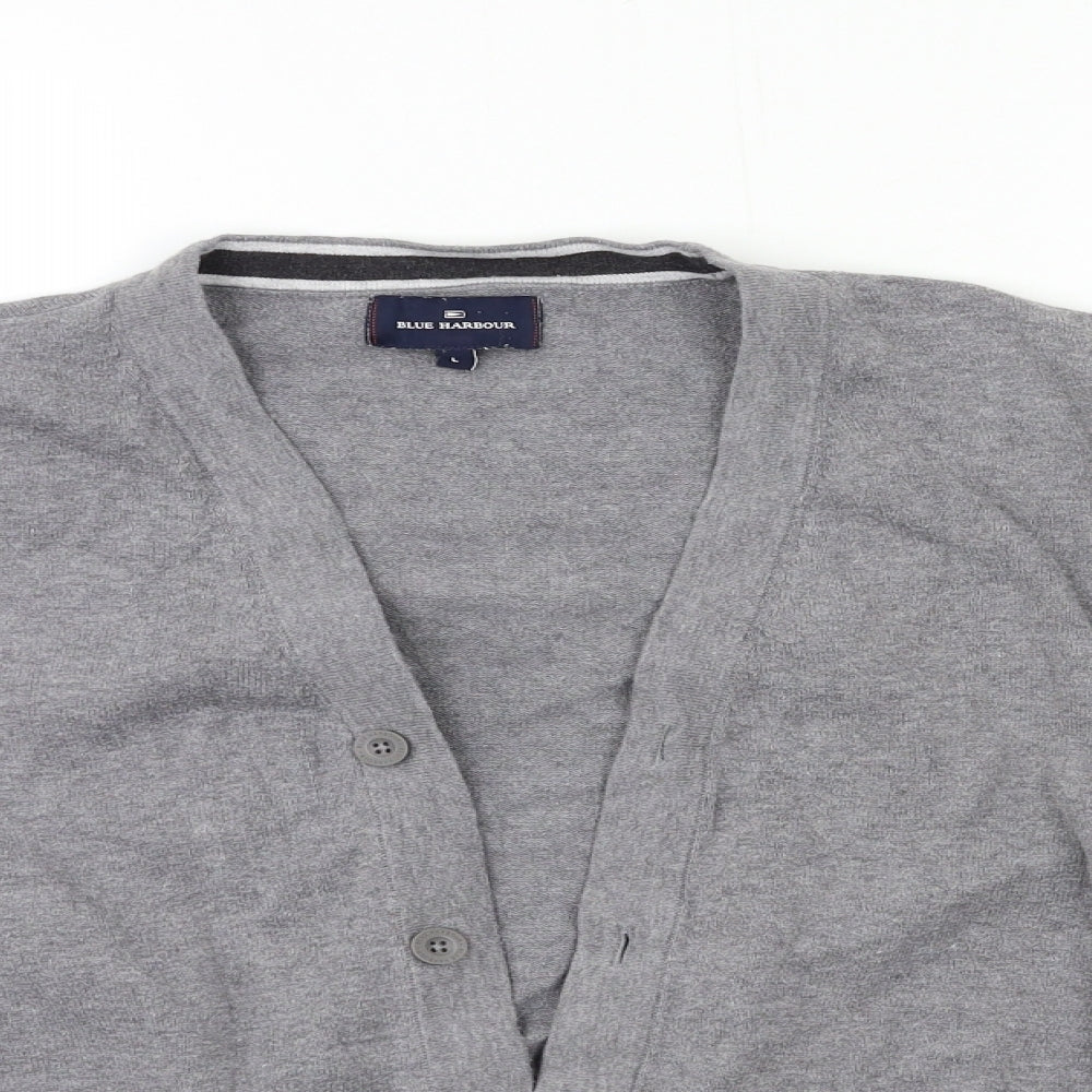 Blue Harbour Mens Grey  Knit Cardigan Jumper Size L