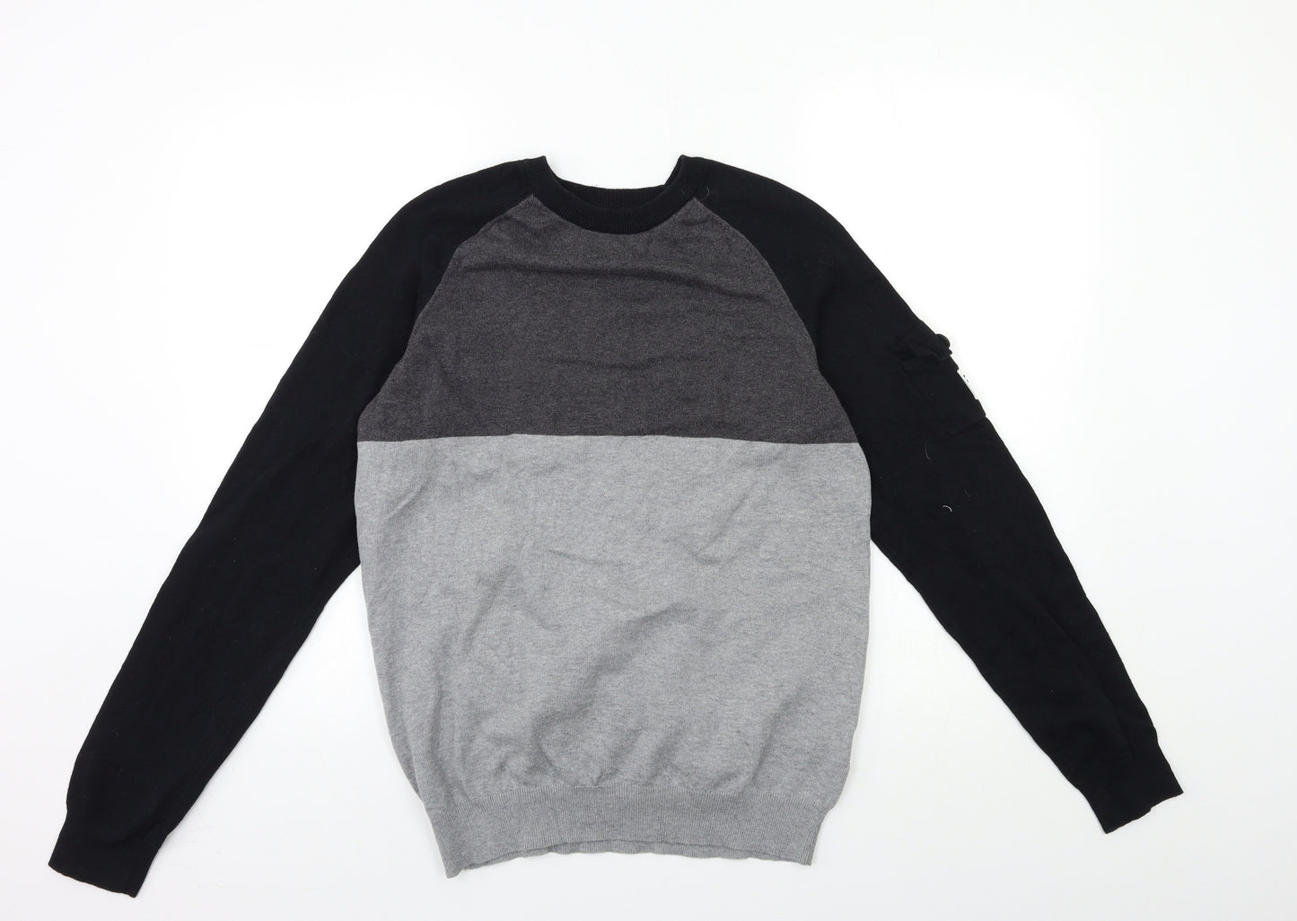 McKenzie Mens Grey Striped Knit Pullover Jumper Size M  - ARM POCKET