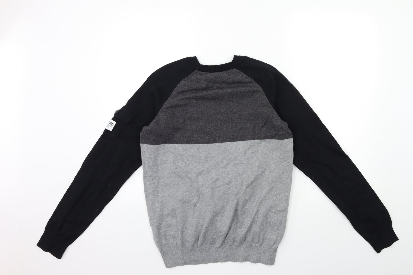 McKenzie Mens Grey Striped Knit Pullover Jumper Size M  - ARM POCKET