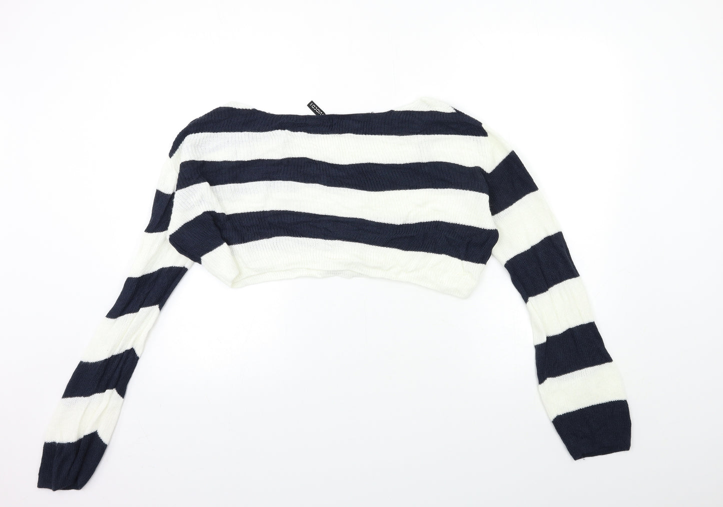 H&M Womens White Striped Knit Pullover Jumper Size XS  - CROPPED
