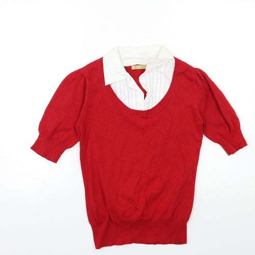 TU Womens Red  Knit Pullover Jumper Size 10