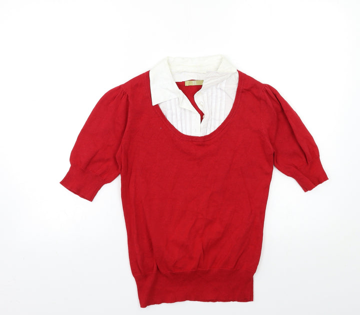 TU Womens Red Knit Pullover Jumper Size 10