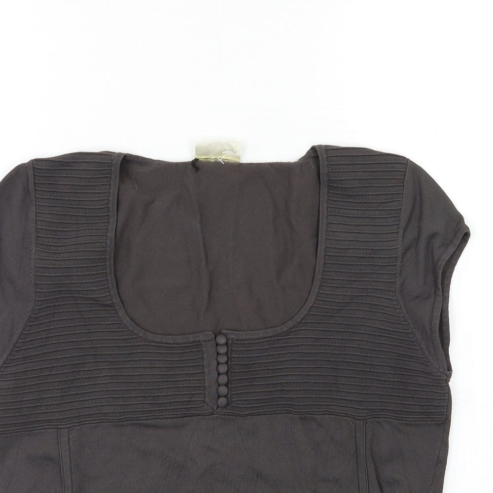 Minute Womens Grey  Knit Basic T-Shirt Size 12