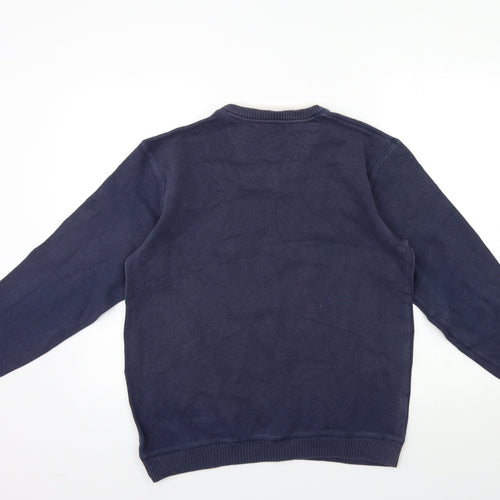 Easy Mens Blue  Knit Pullover Jumper Size S