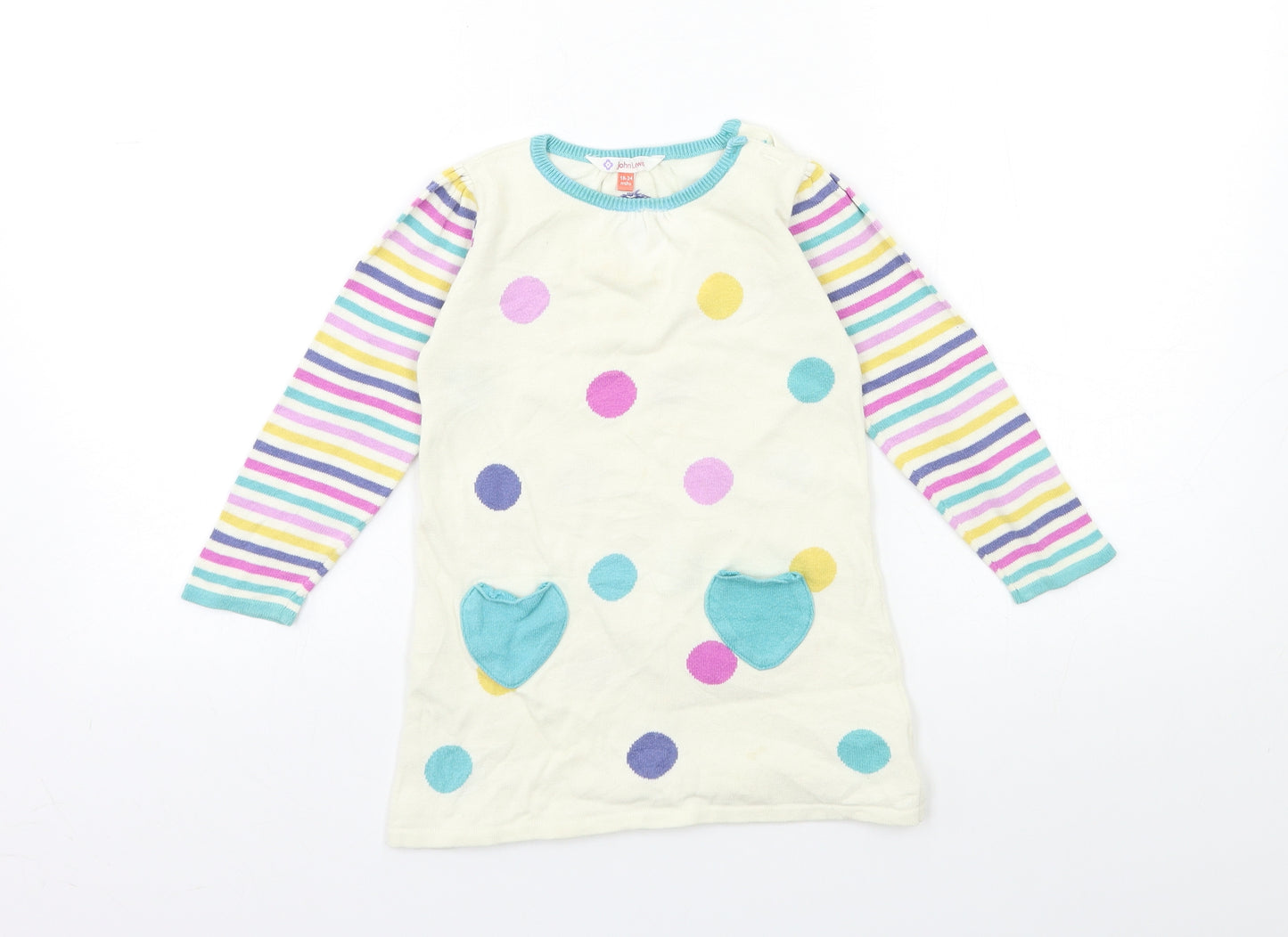 John Lewis Baby White  Ramie Jumper Dress  Size 18 Months
