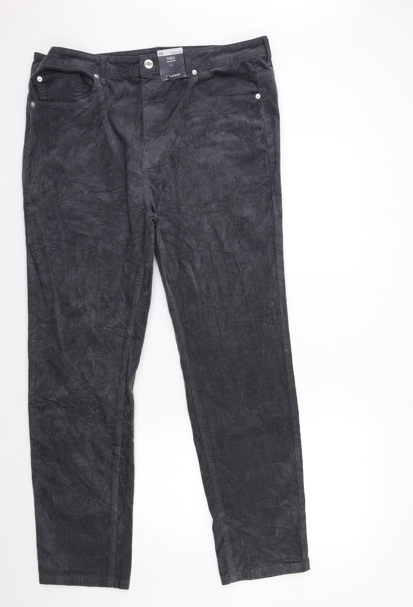 Marks and Spencer Womens Grey  Corduroy Trousers  Size 20 L31 in