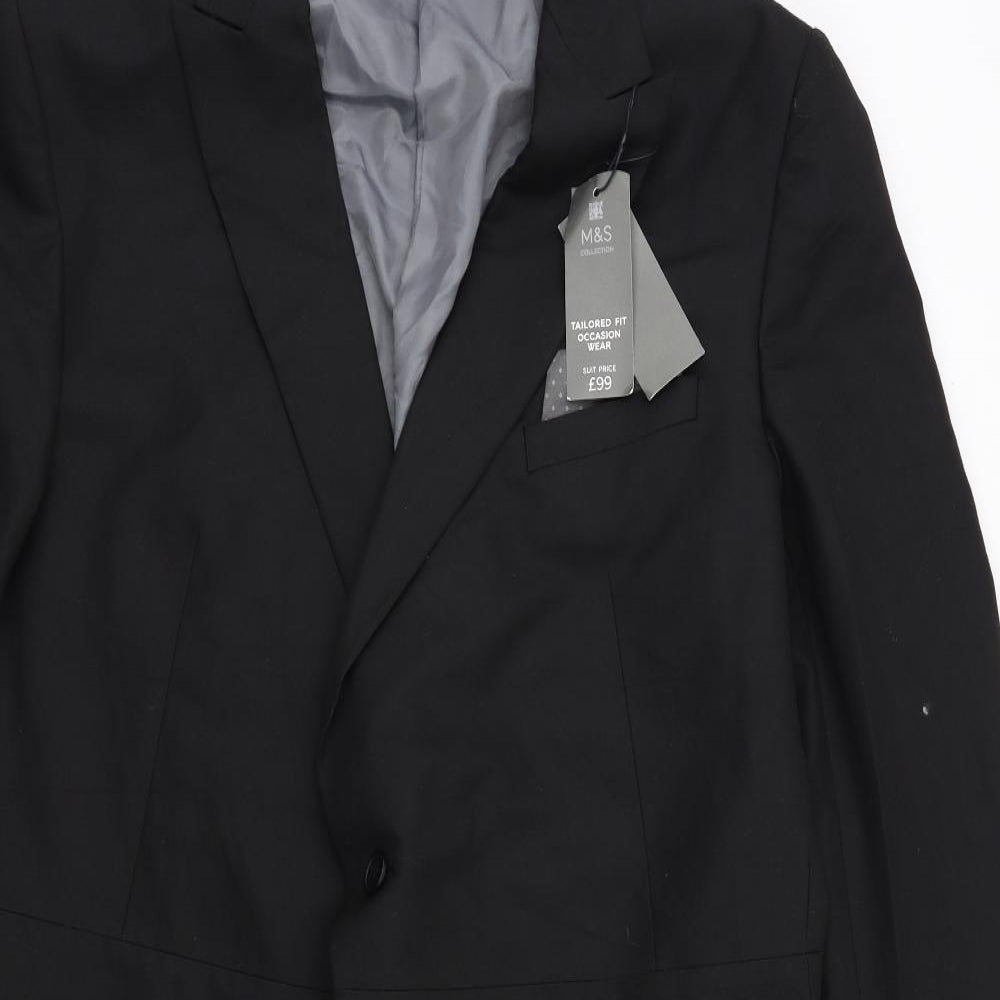 Marks and Spencer Mens Black  Rayon Tuxedo Suit Jacket Size 46