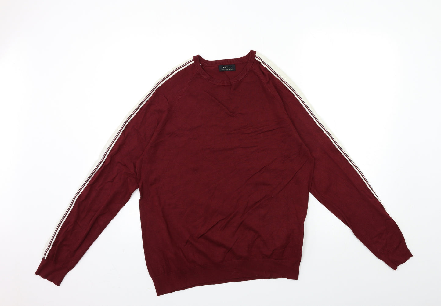 Zara Mens Red  Knit Pullover Jumper Size M