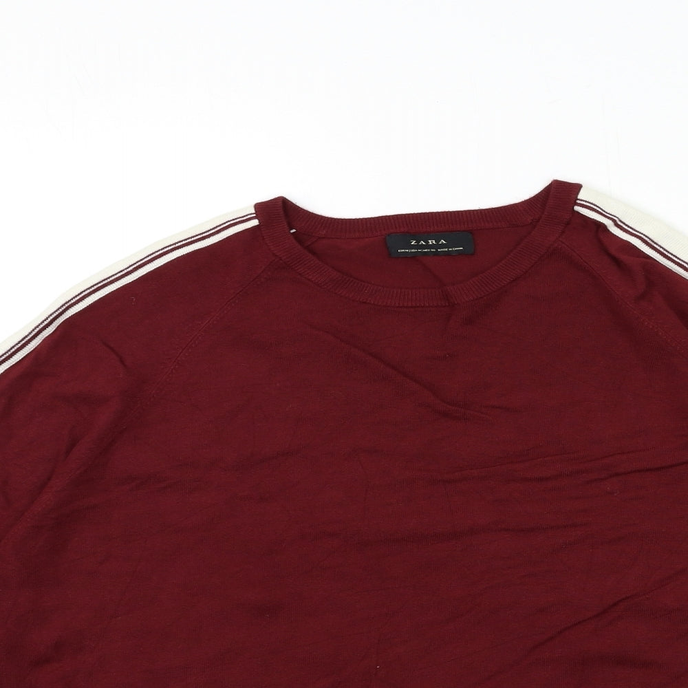 Zara Mens Red  Knit Pullover Jumper Size M