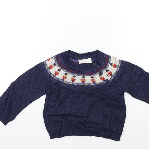 JoJo Maman Bébé Baby Grey Geometric Knit Pullover Jumper Size 18-24 Months