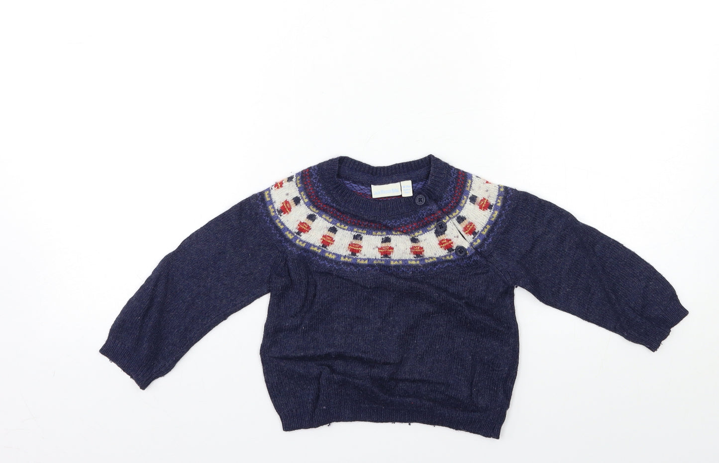 JoJo Maman Bébé Baby Grey Geometric Knit Pullover Jumper Size 18-24 Months