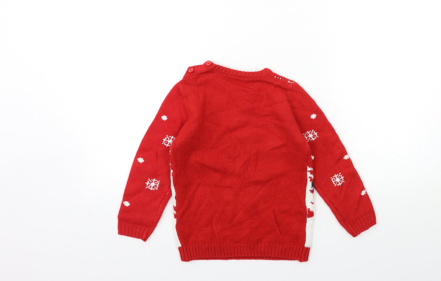 Cute Boys Red  Knit Pullover Jumper Size 3-4 Years  - christmas