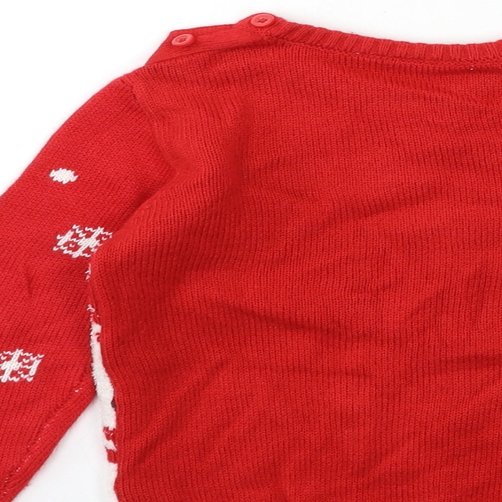 Cute Boys Red  Knit Pullover Jumper Size 3-4 Years  - christmas