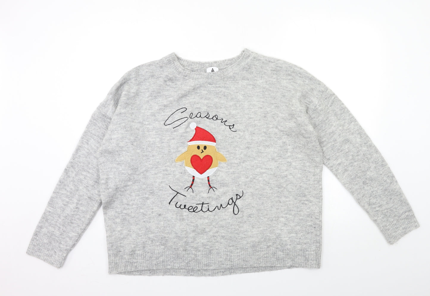 George Womens Grey  Knit Pullover Jumper Size XL  - seasons tweetings christmas