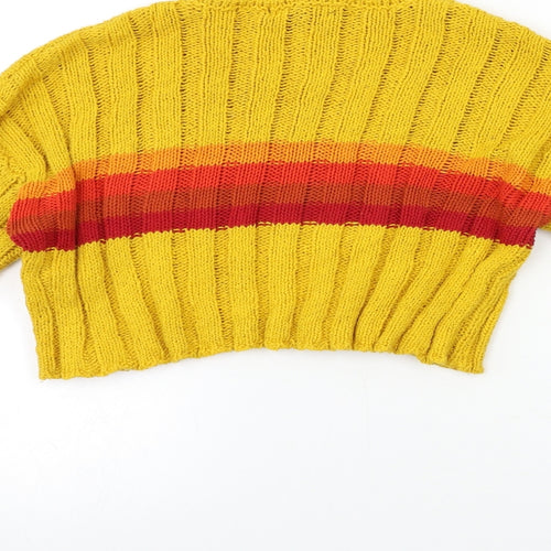 FOREVER 21 Womens Yellow Striped Knit Pullover Jumper Size S