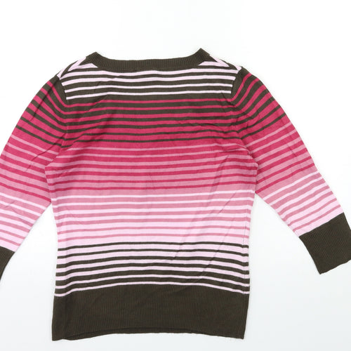 TU Womens Pink Striped Knit Pullover Jumper Size 10