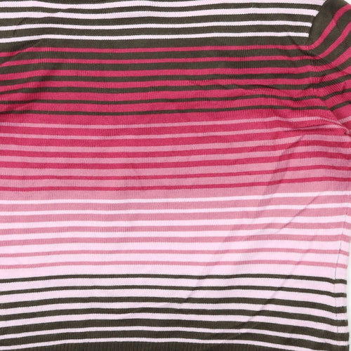 TU Womens Pink Striped Knit Pullover Jumper Size 10