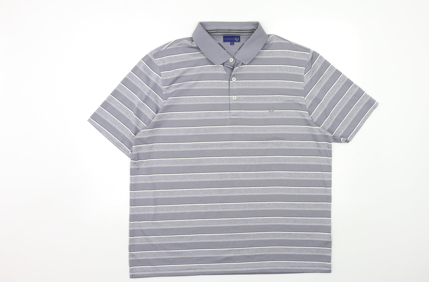 Lincoln Mens Grey Striped   Polo Size L