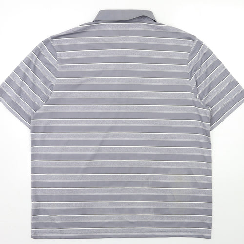 Lincoln Mens Grey Striped   Polo Size L