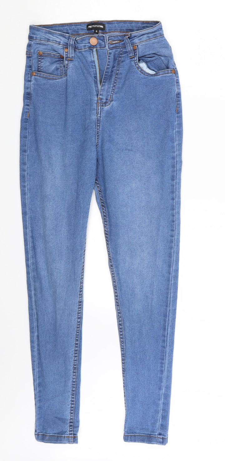 PRETTYLITTLETHING Womens Blue Denim Skinny Jeans Size 6 L28 in