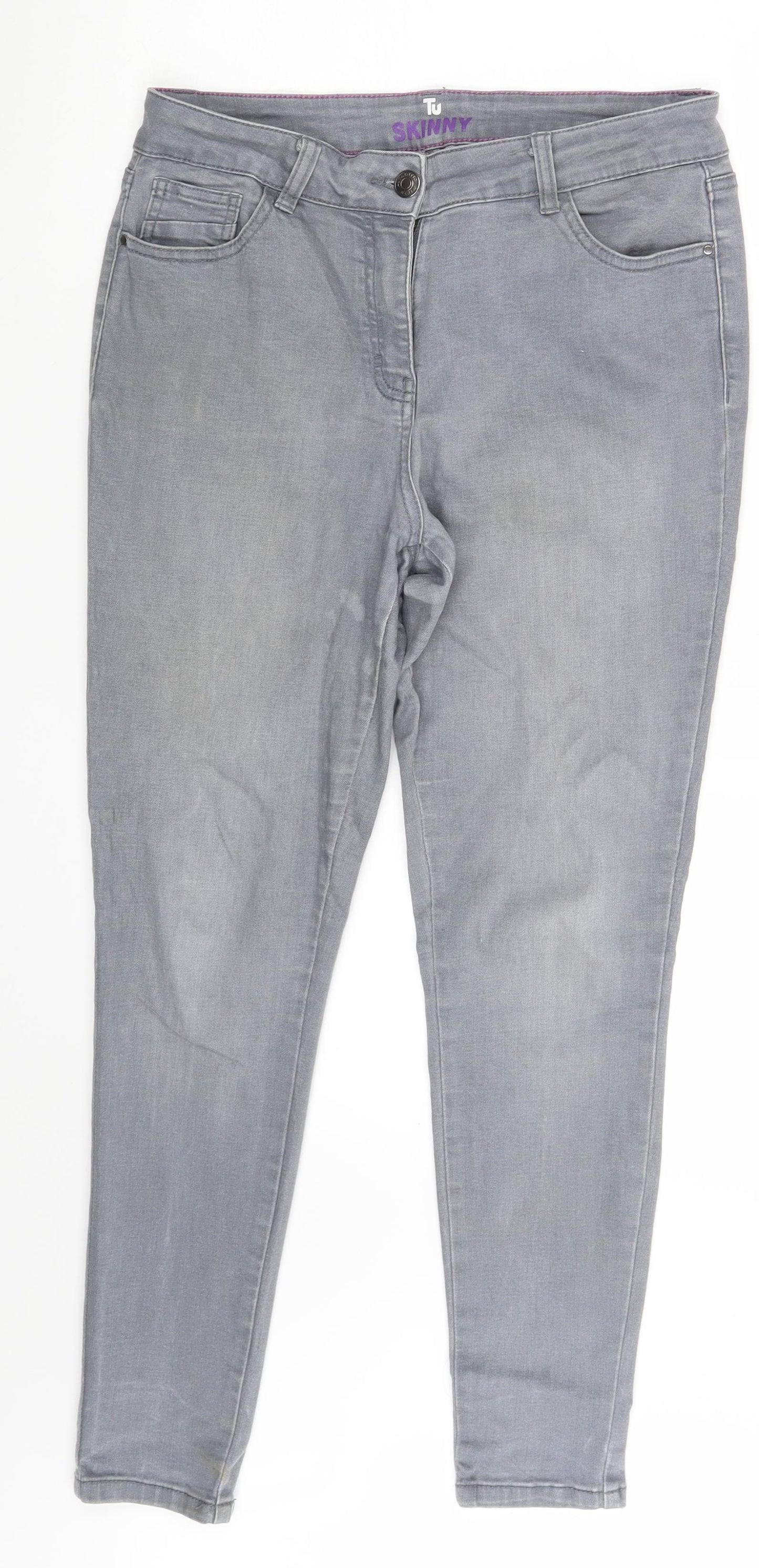 TU Womens Grey  Denim Skinny Jeans Size 12 L26 in